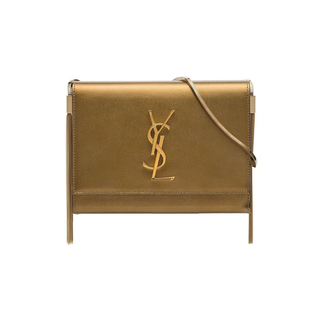 SAINT LAURENT GOLD KATE BOX BAG