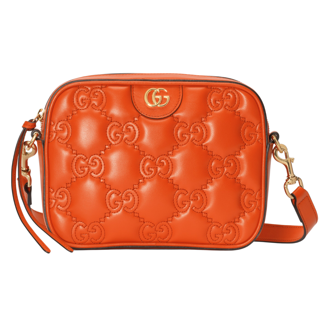 GUCCI ORANGE MATELASSÉ SMALL SHOULDER BAG