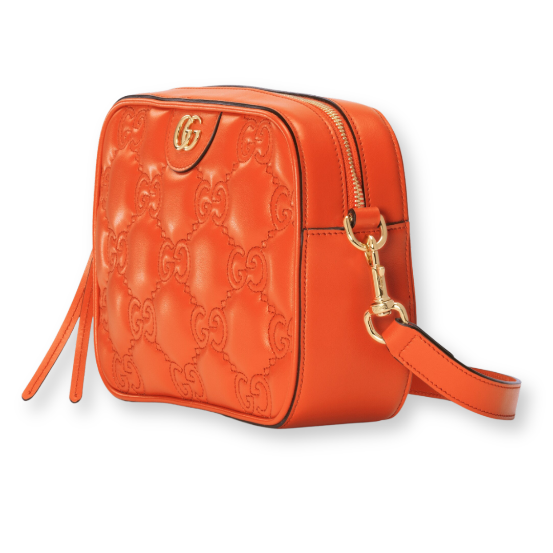 GUCCI ORANGE MATELASSÉ SMALL SHOULDER BAG