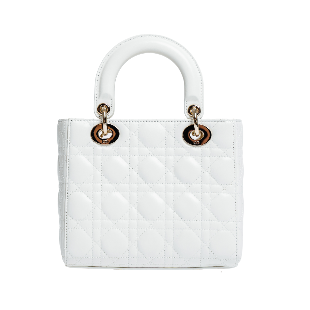 Dior White Leather Logo Charm Shoulder Bag Dior TLC